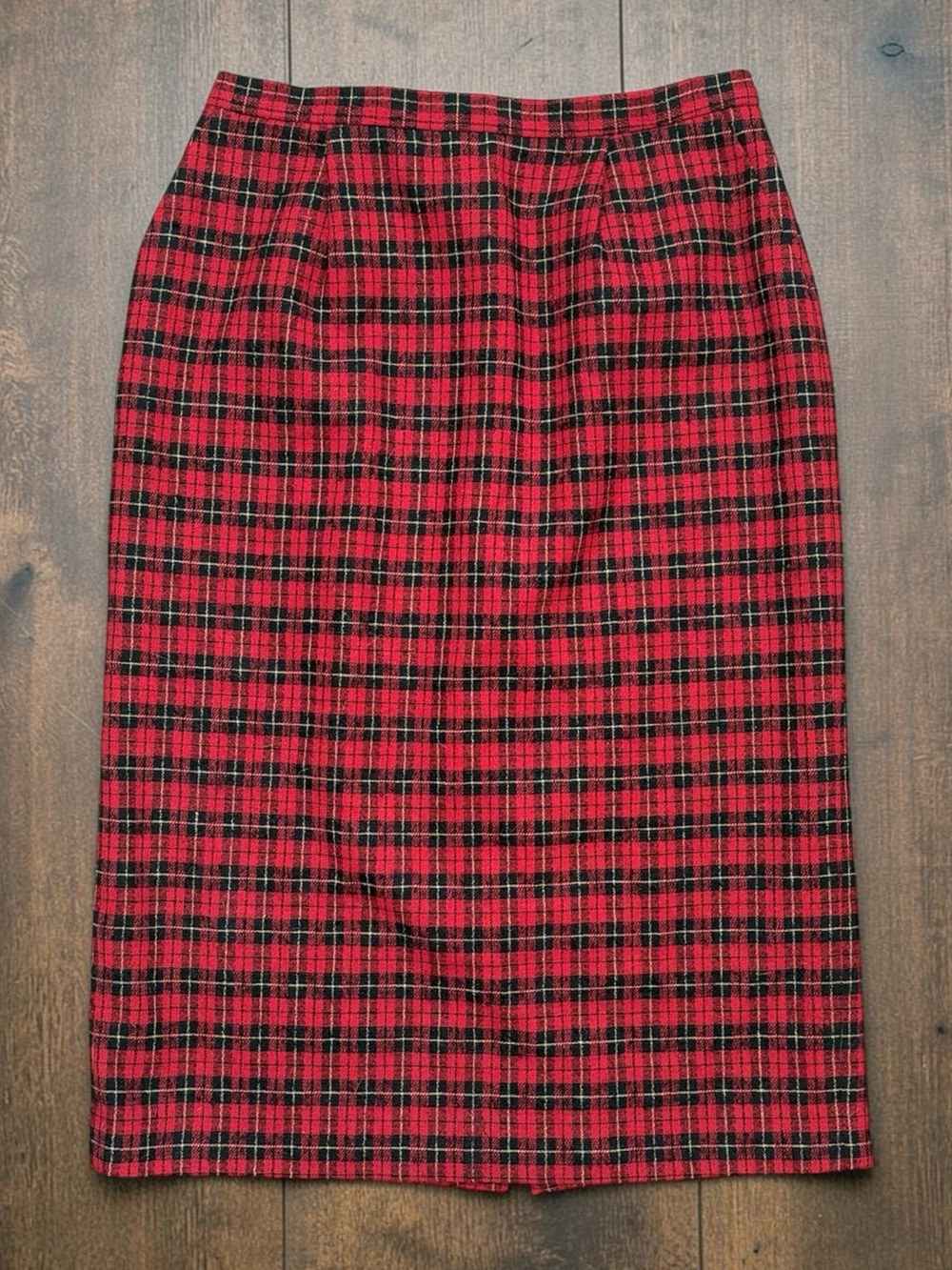 Vintage Pendleton Skirt Wool Red & Black Plaid Holiday Tartan XL 1X  18 Tall